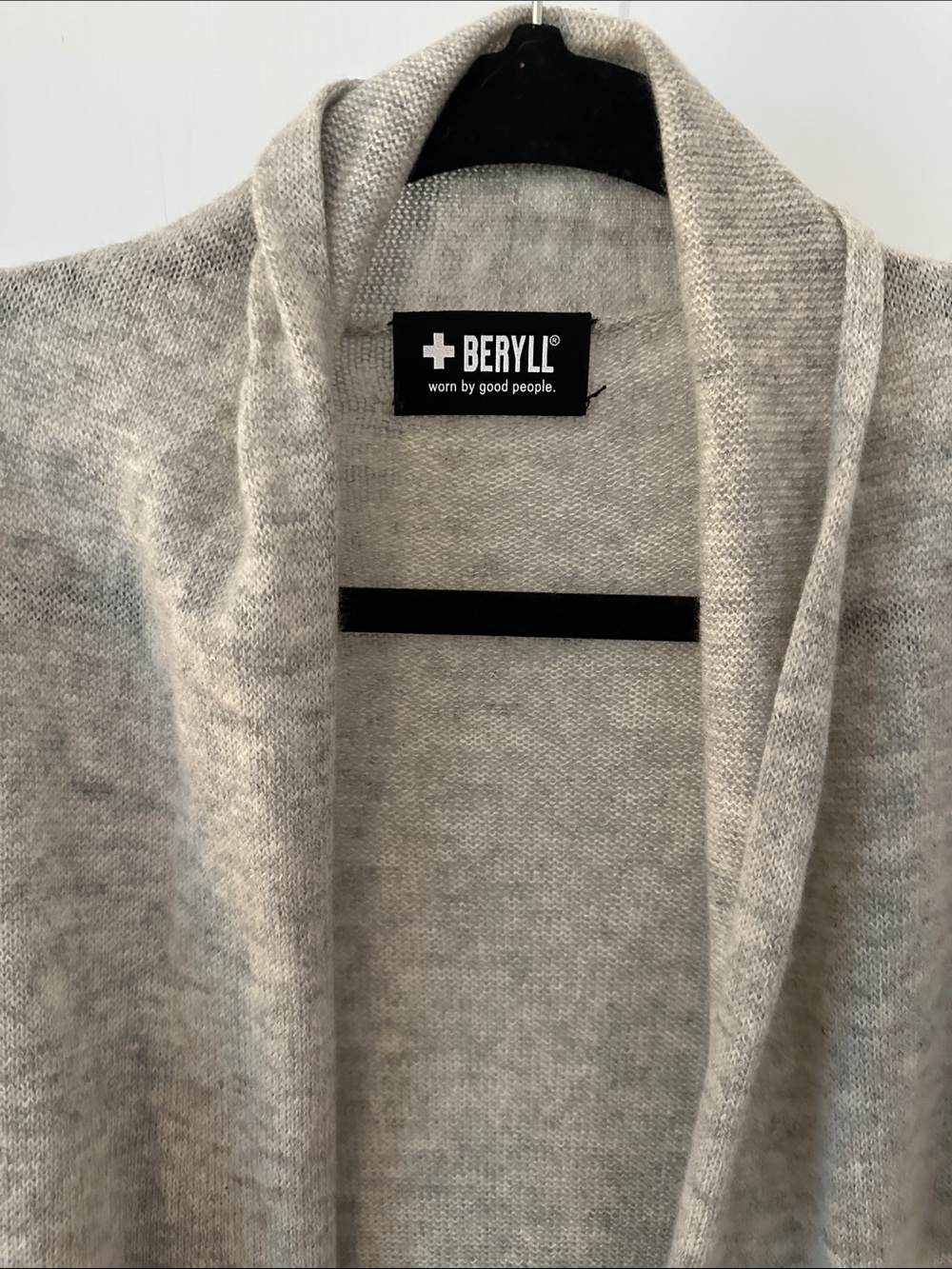 Cashmere Women's Light Gray Open Front Shawl Collar Sweater